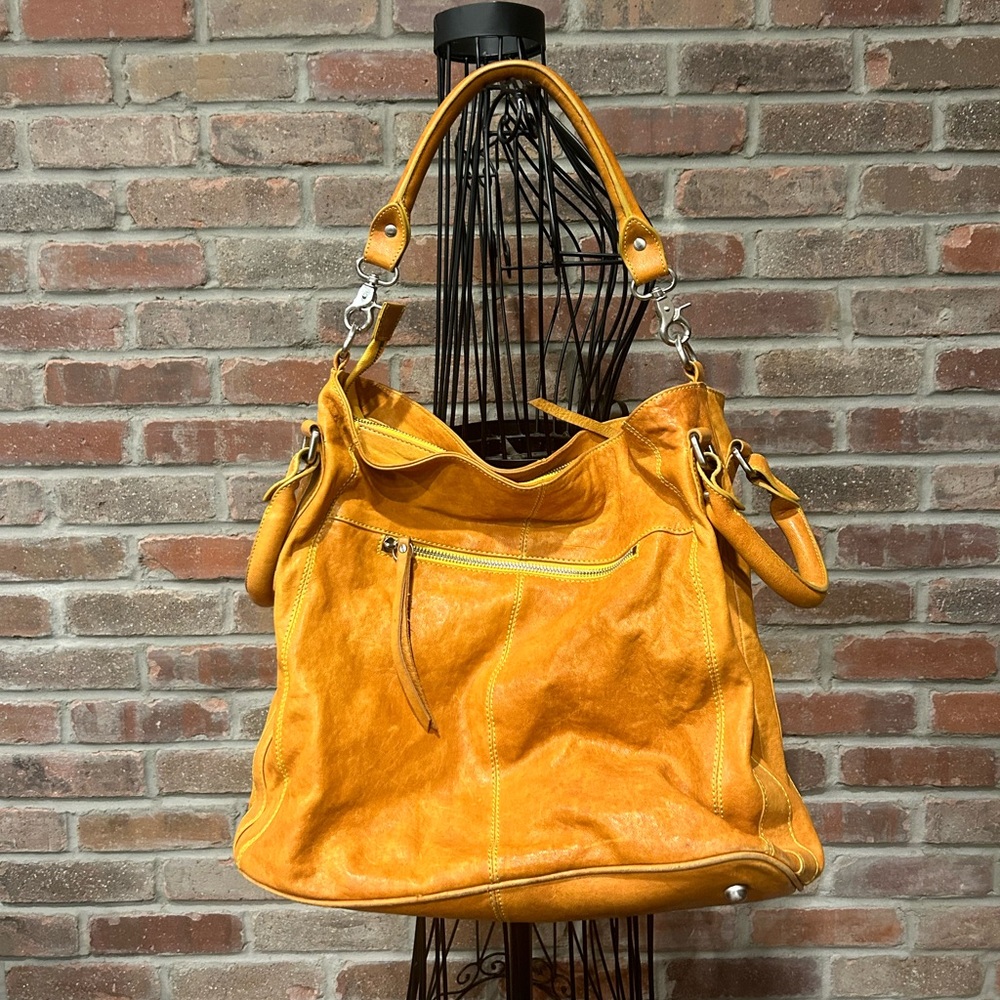 Sorial New York Honey Gold Leather Shoulder Bag